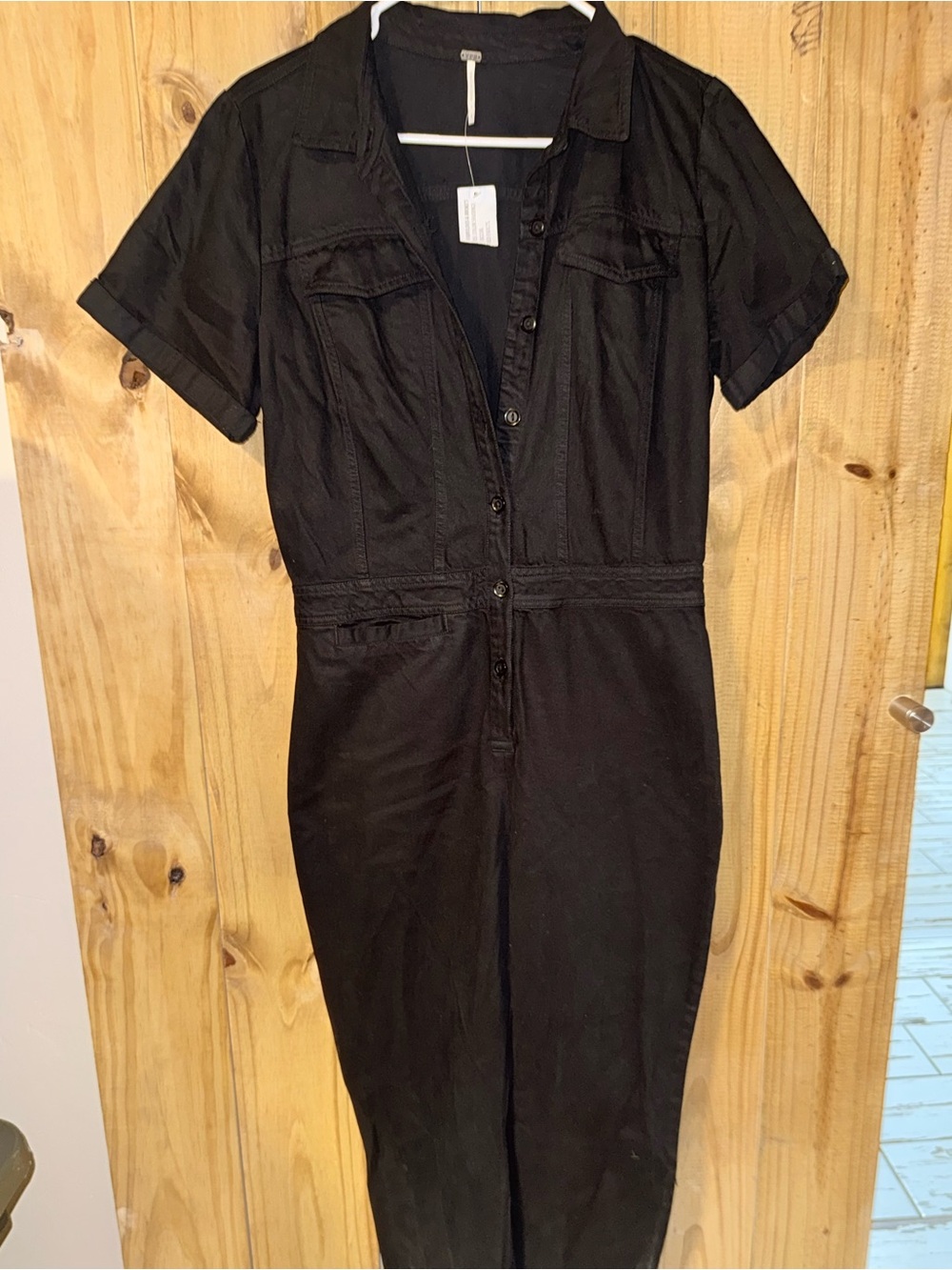 YFB Black Long Sleeve Utility Jumpsuit Dress